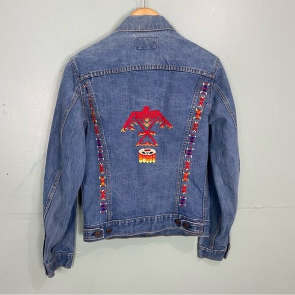 Levi's Jackets & Blazers - Levi’s Custom Aztec Native Embroidery Jeans Jacket Eagle Sz Small‎
